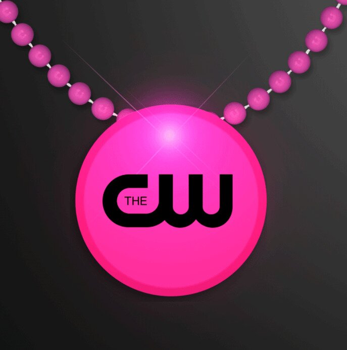 Main Product Image for LED Circle Badge with Beads - Pink