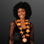 LED Halloween Lei with Orange Medallion -  