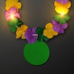 LED Mardi Gras Lei with Green Medallion - Green