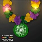 LED Mardi Gras Lei with Green Medallion -  
