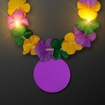 LED Mardi Gras Lei with Purple Medallion - Purple