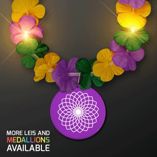 Main Product Image for LED Mardi Gras Lei with Purple Medallion