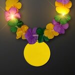 LED Mardi Gras Lei with Yellow Medallion - Yellow