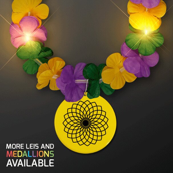 Main Product Image for LED Mardi Gras Lei with Yellow Medallion
