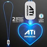 LED Neon Lanyard with Acrylic Heart Pendant - Blue -  