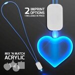 LED Neon Lanyard with Acrylic Heart Pendant - Blue -  