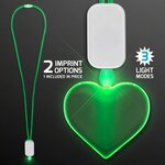 LED Neon Lanyard with Acrylic Heart Pendant - Green -  