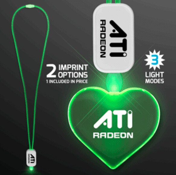 Main Product Image for LED Neon Lanyard with Acrylic Heart Pendant - Green