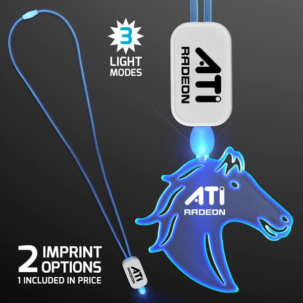 Main Product Image for LED Neon Lanyard with Acrylic Horse Pendant - Blue