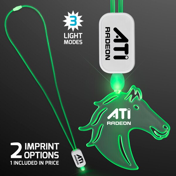 Main Product Image for LED Neon Lanyard with Acrylic Horse Pendant - Green