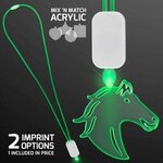 LED Neon Lanyard with Acrylic Horse Pendant - Green -  