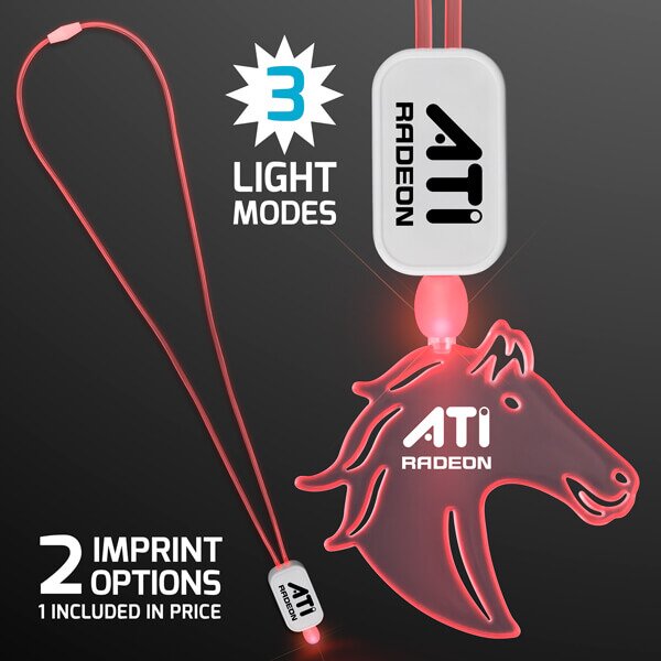 Main Product Image for LED Neon Lanyard with Acrylic Horse Pendant - Red