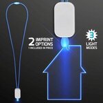 LED Neon Lanyard with Acrylic House Pendant - Blue -  