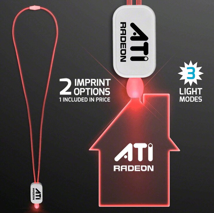 Main Product Image for LED Neon Lanyard with Acrylic House Pendant - Red