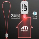 LED Neon Lanyard with Acrylic House Pendant - Red -  