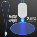 LED Neon Lanyard with Acrylic Oval Pendant - Blue -  