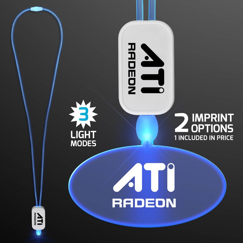 Main Product Image for LED Neon Lanyard with Acrylic Oval Pendant - Blue