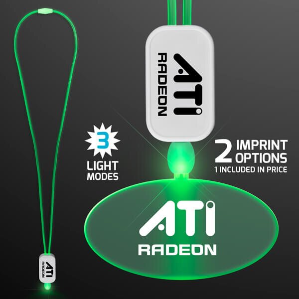 Main Product Image for LED Neon Lanyard with Acrylic Oval Pendant - Green