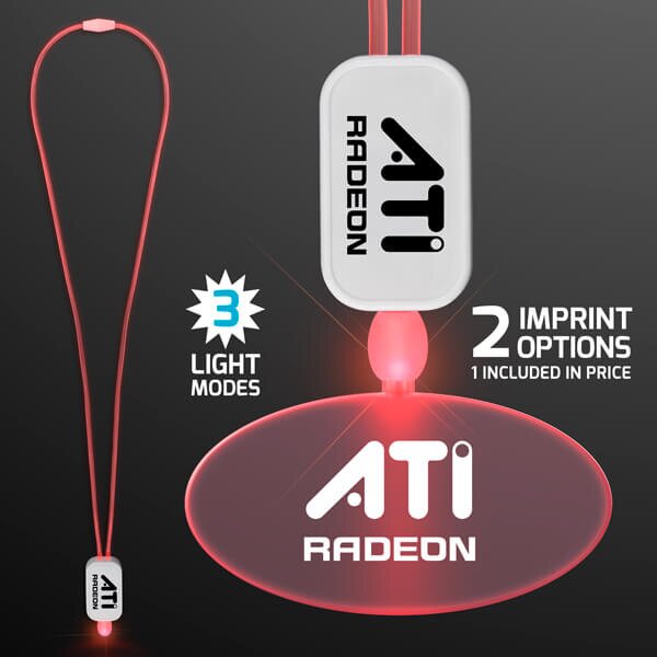 Main Product Image for LED Neon Lanyard with Acrylic Oval Pendant - Red
