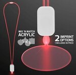 LED Neon Lanyard with Acrylic Oval Pendant - Red -  