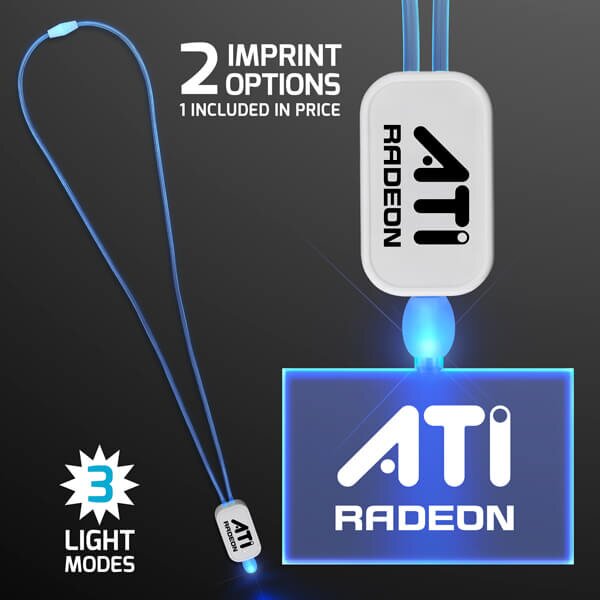 Main Product Image for LED Neon Lanyard with Acrylic Rectangle Pendant - Blue