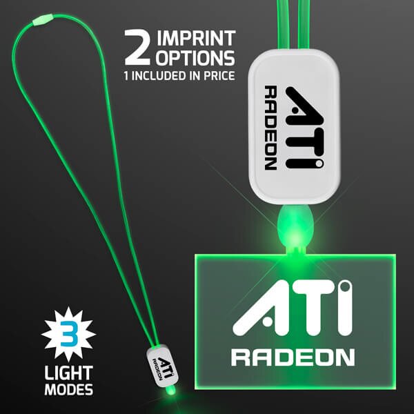 Main Product Image for LED Neon Lanyard with Acrylic Rectangle Pendant - Green