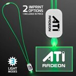 LED Neon Lanyard with Acrylic Rectangle Pendant - Green -  