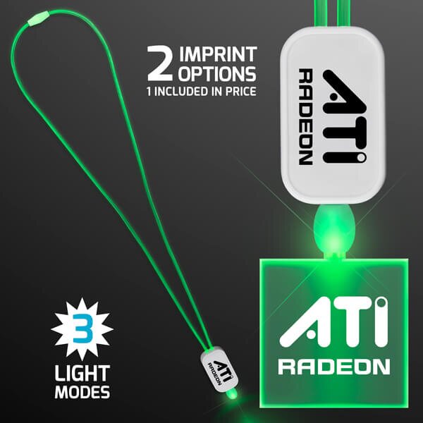 Main Product Image for LED Neon Lanyard with Acrylic Square Pendant - Green