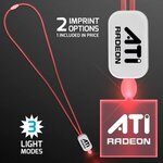 LED Neon Lanyard with Acrylic Square Pendant - Red -  