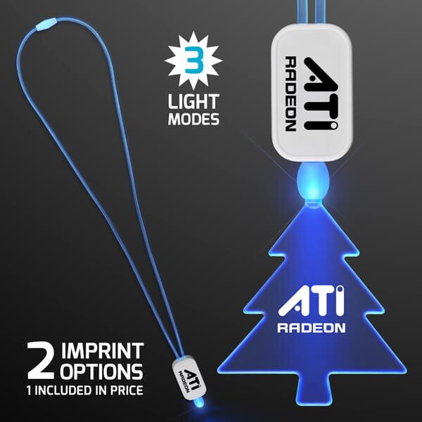 Main Product Image for LED Neon Lanyard with Acrylic Tree Pendant - Blue