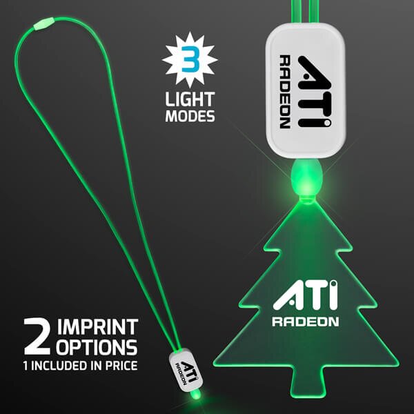 Main Product Image for LED Neon Lanyard with Acrylic Tree Pendant - Green