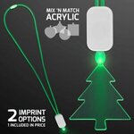 LED Neon Lanyard with Acrylic Tree Pendant - Green -  