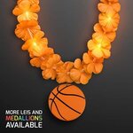 LED Orange Lei with Basketball Medallion - Orange