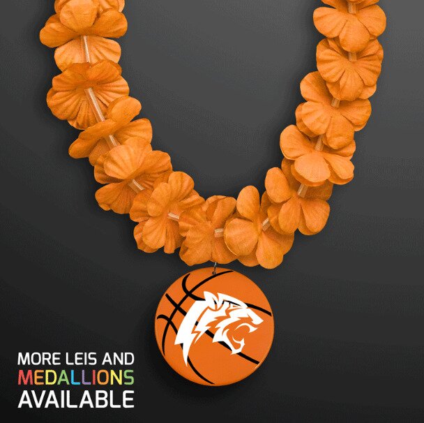 Main Product Image for LED Orange Lei with Basketball Medallion