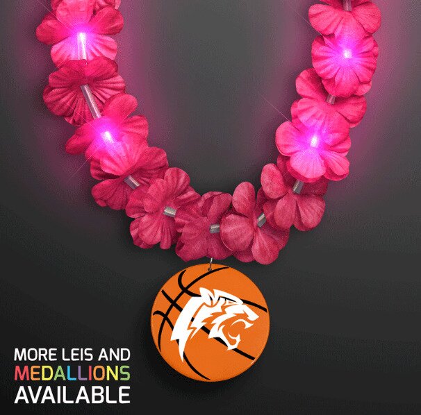 Main Product Image for LED Pink Lei with Basketball Medallion