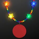 LED Rainbow Beads with Red Medallion - Multi Color