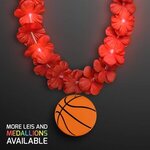LED Red Lei with Basketball Medallion - Red