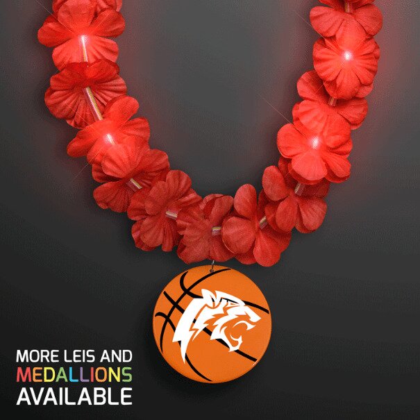Main Product Image for LED Red Lei with Basketball Medallion