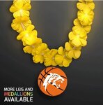 LED Yellow Lei with Basketball Medallion -  