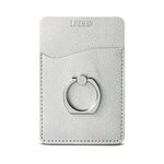 Leeman™ Shimmer Card Holder with Metal Ring Phone Stand - Silver