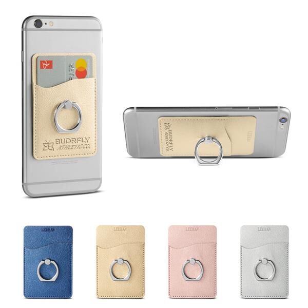 Main Product Image for Leeman(TM) Shimmer Card Holder with Metal Ring Phone Stand