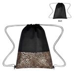 LEOPARD PRINT NON-WOVEN DRAWSTRING BAG -  