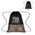 LEOPARD PRINT NON-WOVEN DRAWSTRING BAG -  