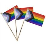 Buy Custom Printed Hand Held LGBTQ Pride Flag 4"x6" with 12" Pole