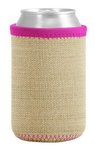 Liam Burlap Neoprene Can Insulator - Hot Pink