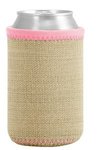 Liam Burlap Neoprene Can Insulator - Pastel Pink