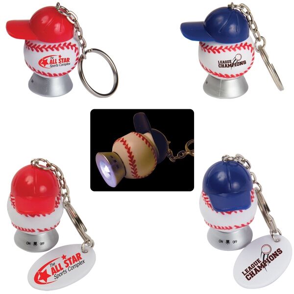 Main Product Image for Light Up Baseball and Baseball Hat Key Tag