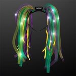 Light Up Hair Noodle Headband - Jade, Purple, & Gold Mardi Gras -  