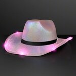 Light Up Iridescent Cowgirl Hat with Black Band - Iridescent Pink
