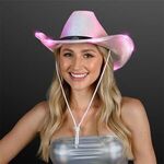 Light Up Iridescent Cowgirl Hat with Black Band -  